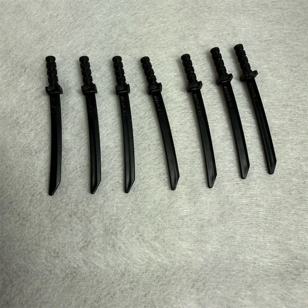 LEGO Minifigure Weapon Black Katana Sword Octagonal Guard Lot of 7‎